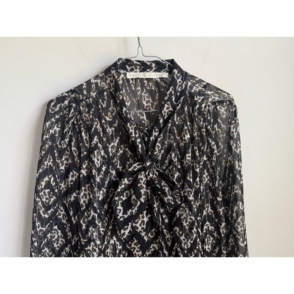 Marie Oliver Lauren Mixed Print Long Sleeve Blouse with Scarf Detail Black Small - Picture 4 of 13